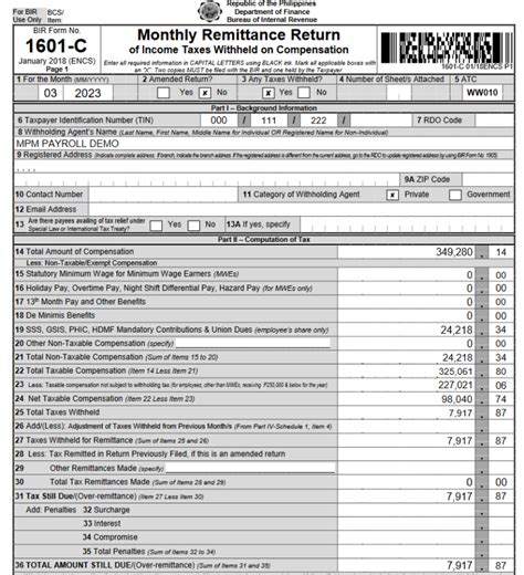 what is 1601c|BIR Form 1601C .